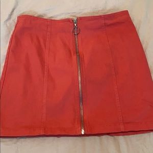 pink zip up mini skirt